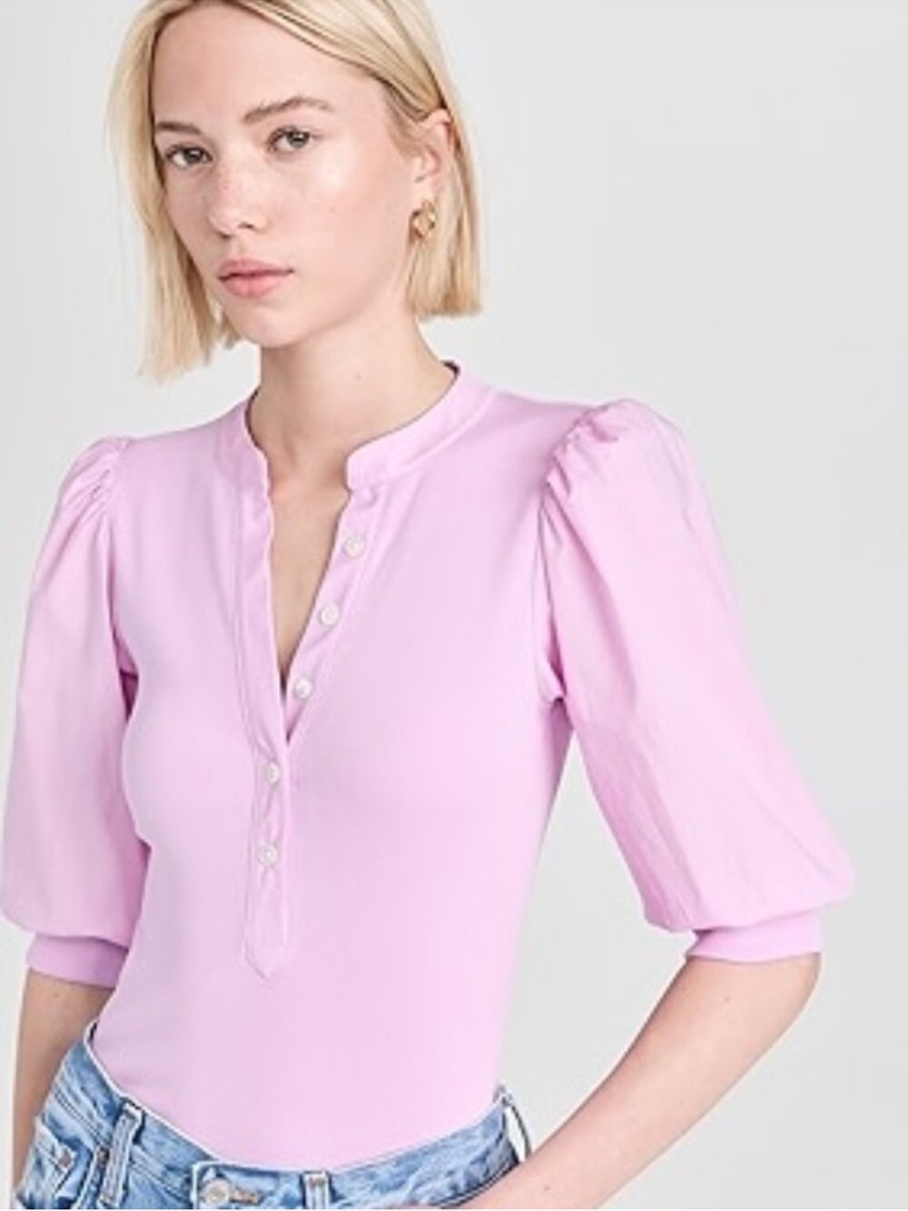 Veronica Beard Coralee Puff Sleeve Top in Barely Orchid Size Small Purple Pink